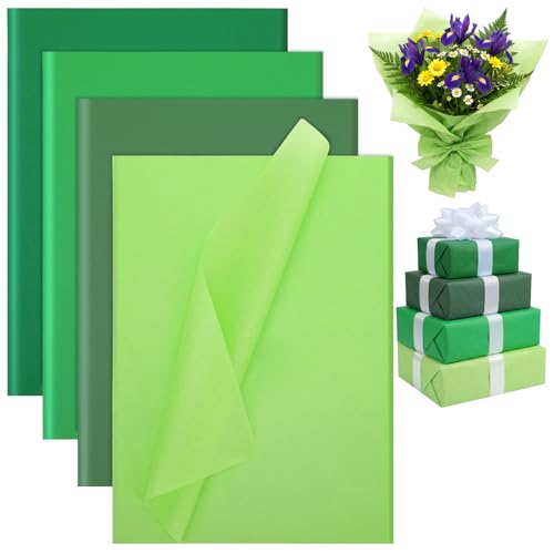 woric 160 Sheets Green Tissue Paper for Gift Bags 20 x 14 Inch | 4 Assorted Green Tissue Paper Bulk for DIY Arts Crafts Birthday First Day of School Decorations - color: Assorted Green