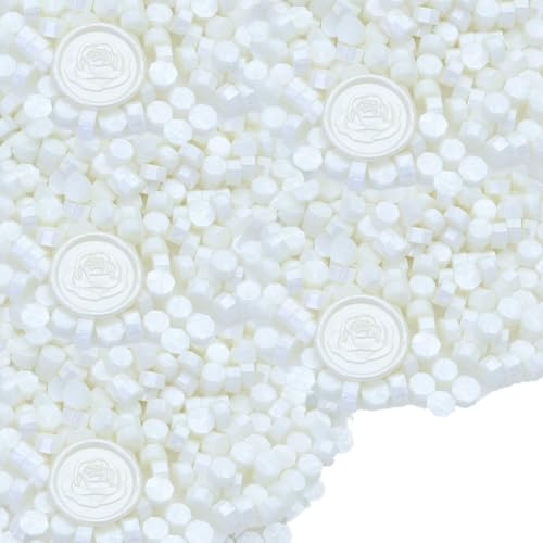 Sealing Wax Beads Pearl White WaxSeal Beads, 600Pcs White WaxSealing Beads for Wax Seal Stamp, WaxSeal Beads Kit Perfect for Wedding Invitations, Christmas Envelopes (Pearl White) - color: Pearl White