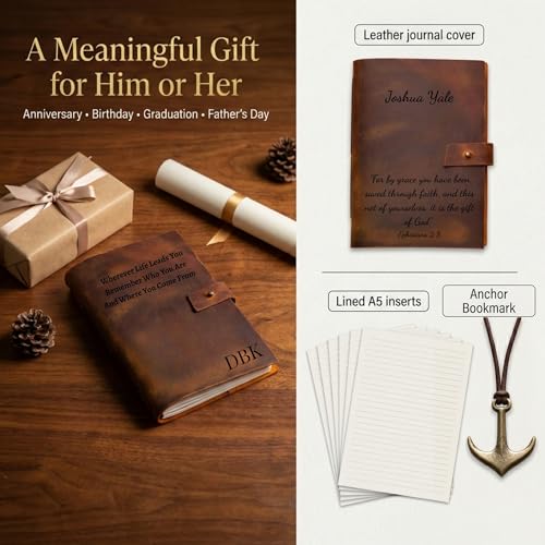 Personalized Leather Journal – Custom Engraved Refillable A5 Notebook