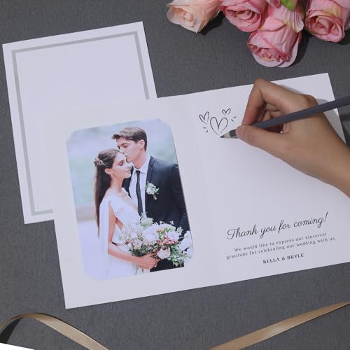 100 Pcs Photo Folders for 4x6 or 5x7 Pictures,Paper Picture Frames, Cardboard Greeting Photo Frame Cards for Father's Day,Christmas New Year Wedding Birthday Classroom DIY (White with Silver Foil) - color: 100CT - White