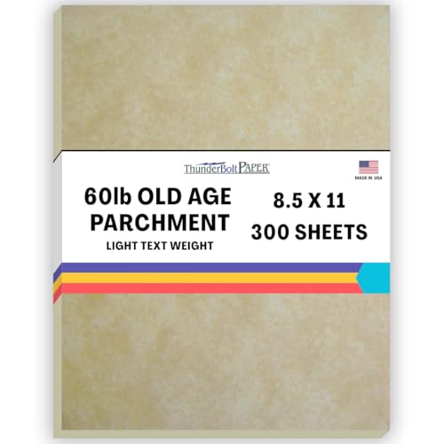 300 Old Age Parchment 60# Text (=24# Bond) Paper Sheets - 8.5 X 11 Inches Standard Letter|Flyer Size - 60 Pound is Not Card Weight - Vintage Colored Old Parchment Semblance - size: 8.5x11-300 Sheets