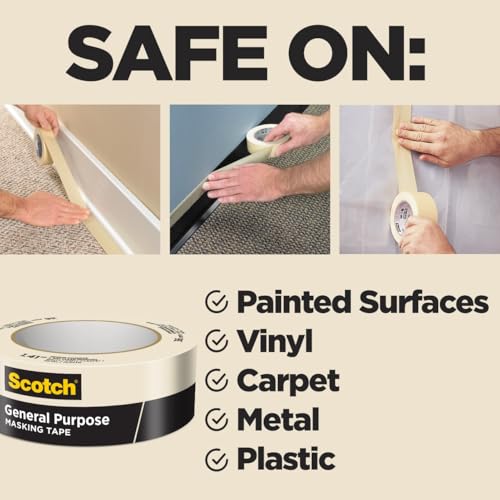 Scotch General Purpose Masking Tape, 1 Inch Wide, 1 Roll, 2050 - size: 0.94 inches