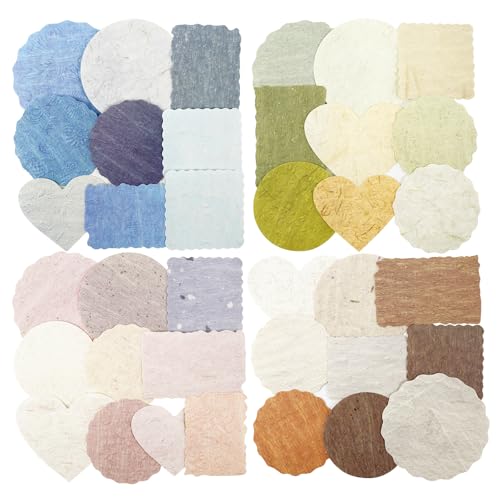 80 Sheets Textured Collage Paper for Scrapbooking and Journaling | Assorted circles, hearts and rectangles, non-self-adhesive for layering - color: Fleeting Shadows