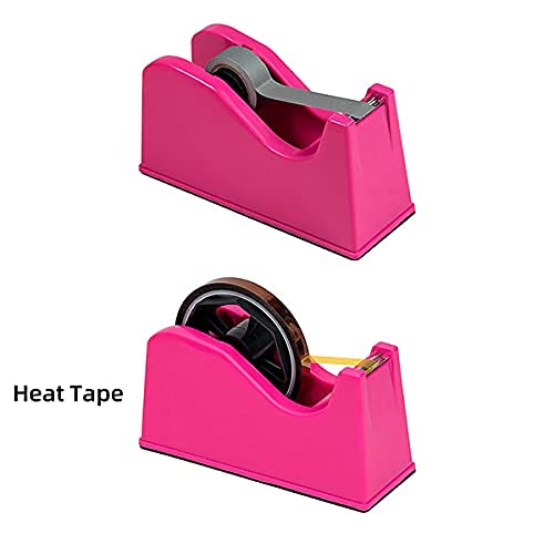 Desktop Tape Dispenser Adhesive Roll Holder (Fits 1" & 3" Core) with Weighted Nonskid Rose red - color: Rose Red