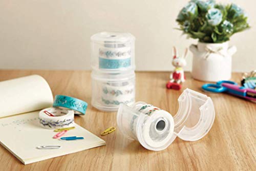 YUBBAEX Washi Tape Dispenser Tape Organzier Plastic Portable Office Holder for Arts, DIY Crafts, Journal Supplies, Scrapbooking -Cylindrical- (60mm) (Transparent)