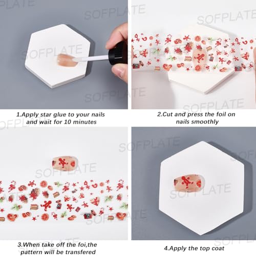 1 Box 10 Rolls Flower Nail Foil Transfer Sheets Nail Art Stickers PET Floral Blossom Butterfly Santa Tree Sticker Decals for Manicure Arts Supplies Decorations 39x1.6 Inch - style: Style 2