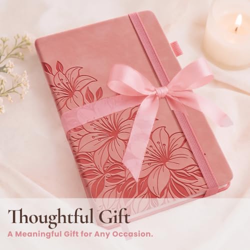 Lined Journal Notebook Hardcover Leather Bound 200 Pages A5 Pink Cute Diary - color: Pink, size: A5 200 Pages