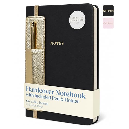 WORLD TRAVELER Eccolo A5 Lined Journal 256 Ivory Pages Lay Flat 6x8 - color: Black with Pen