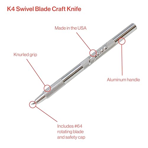 Excel Blades K4 Swivel Craft Knife with 360-Degree Rotating Blade, Aluminum