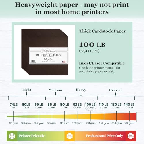 Cardstock Warehouse Pop-Tone Hot Fudge Brown Cardstock Paper – 25 Sheets, 12 x 12" - 100 lb / 270 GSM Premium Brown Card Stock for Die-cutting, Crafts, Scrapbooking, Card Making and DIY Projects - color: Hot Fudge Brown