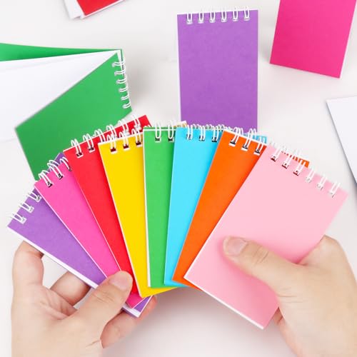 Hooqict 24 Pack Small Pocket Notebook Mini Notebooks Bulk Small Spiral Notepads with 8 Colors, Memo Note Pads for Kids, Work, Office, School, 3.9 x 2.4 Inches - style: Multicolor