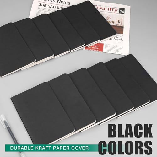 Lzerking Mini Pocket Notebooks Bulk 3.5 x 5.5 Inches 12 Pack Note Pads - color: 12 Black