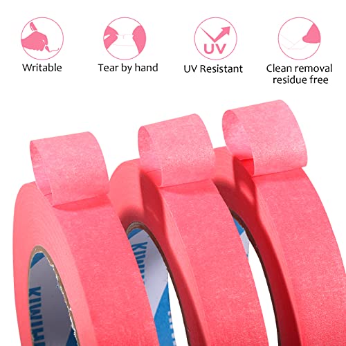 Pink Painters Tape,1 inch x 60 Yards x 5 Rolls (300 Yards Total) - color: Pink