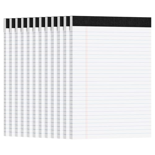 12pcs Legal Pads 8.5 x 11, White Notepads 8.5 x 11, Perforate College Ruled - color: White-12