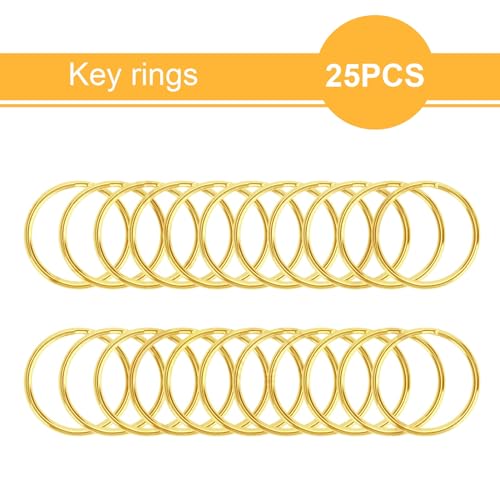 50PCS Metal Lobster Claw Clasp with Key Ring, 25PCS Keychains Clips Hooks and 25PCS Key Chain Rings, Key Chains Rings Accessories Making kit for Crafts, Gold - color: Gold