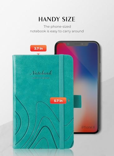 AISBUGUR Pocket Notebook 3.7" x 5.7" Small Notebook 2 Pack, Turquoise Wave - color: Turquoise, size: 2 Pack
