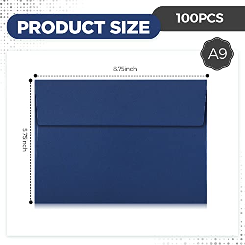 Harloon 100Pcs A9 Invitation Envelopes, Greeting Card Envelopes, Navy Blue - color: Navy Blue