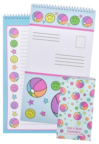 iscream Fold and Send Girls Stationery Card Pad with Seals - Beach Balls - color: Beach Balls