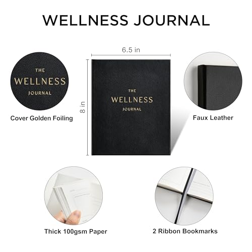 &And Per Se Wellness Journal, Self Care & Daily Journal for Women, Mental Health Planner with Habit Tracker, Diet & Goals, Undated, Gift-Ready (Black) - color: B-Bold Black, size: 6.5 x 8 Inch
