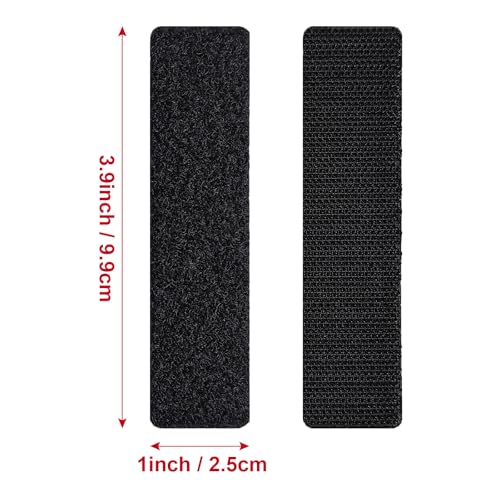 Nylon Heavy Duty Hook and Loop Tape with Adhesive, Double Sided Strong Backing Tape for Crafts, Office, Wall Adhesive Tape (20 Sets of 1x4 inch) - size: 20 Sets - 1 inch x 4 inch Black