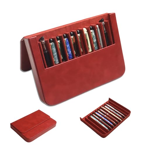 PU Leather Fountain Pen Case, 12-Slot Pen Storage Tray(red) - color: red, size: 12 Slots