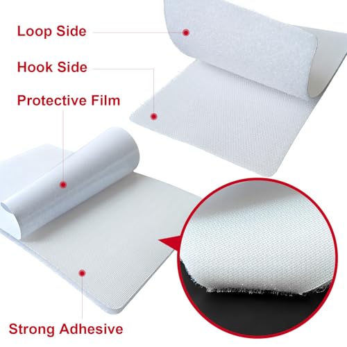 4x6 inch Hook and Loop Strips with Adhesive, Nylon Heavy Duty Hook and Loop Tape, Excellent Grip, Interlocking Tape,for Sewing, Crafting,DIY,Wall Adhesive Strips - 6 Sets White - size: 6 Sets - 4 inch x 6 inch White