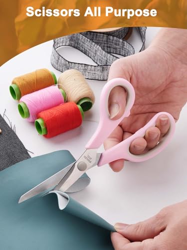 Craft Scissors Set of 4, Sharp Stainless Stee Blades, Comfort Grip, Scissors All purpose for Office School Home Fabric Sewing DIY Art Craft Cutting, 8.5''/7.5''/6.7''/5.5'', Pink - color: Pink, size: 8.5'', 7.5'', 6.7'', 5.5'
