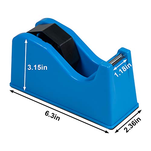 Desktop Tape Dispenser Adhesive Roll Holder (Fits 1" & 3" Core) with Weighted Nonskid Blue - color: Blue