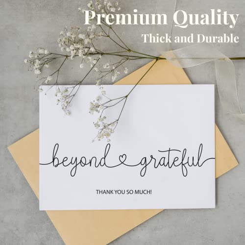 Paper Play Thank You Cards with Envelopes Beyond Grateful, Bulk Pack of 20 | 4"x 6", Matching Envelopes & Seal Stickers, Heavyweight Cardstock, For Business, Baby Shower, Wedding, Graduation, Funeral - color: Beyond Grateful