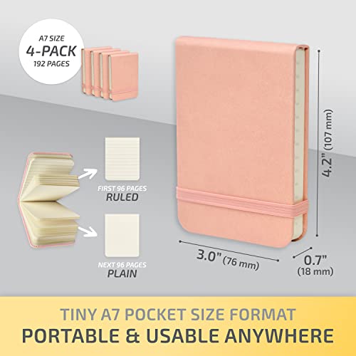 Tiny Notebook 3x4, Tear Off Small Notepad Pocket Size 4-Pack (Pink) - color: Pink
