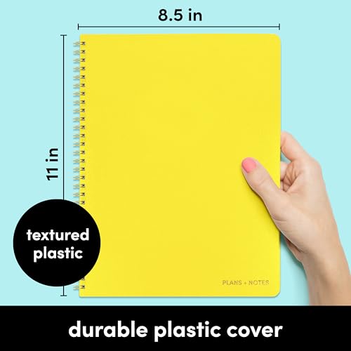 PAPERAGE Undated Daily Planner & To Do List Notepad (Yellow), 8.5 in x 11 in, Spiral Bound Planner Notebook for Work, School or Home, 104 Lined Pages With Date Tracker for Plans & Notes - color: Yellow, style: Spiral Large