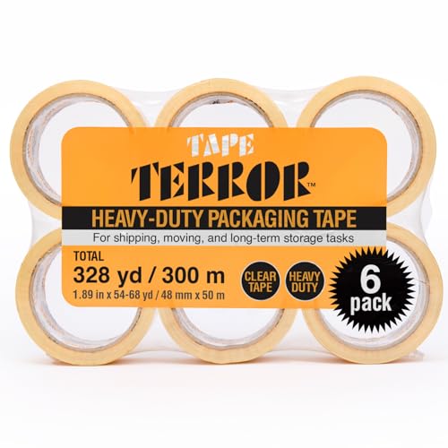 Heavy-Duty Clear Packing Tape (6 Rolls) - 48mm x 50m Per Roll | Strong Packing Tape for Moving Boxes, Shipping, Mailing, Storage, And More, Ideal for Household & Office Use - style: HD Tape – 6 Pack
