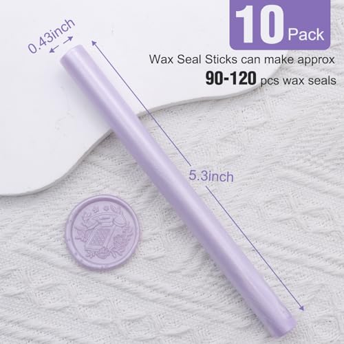 Light Purple Sealing Wax Sticks, HOSEALING 10pcs Glue Gun Sealing Wax Sticks for Wax Seal Stamp, Purple Wax Seal Sticks for Wedding Invitations, Letter Envelope Seals, Great Gift Ideas - color: Light Purple