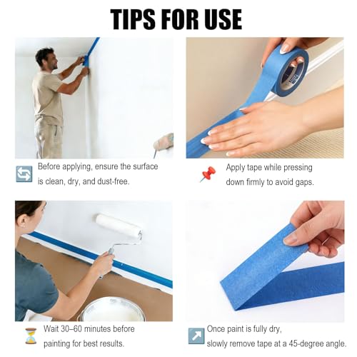 10Rolls Blue Painters Tape 2" x55Yds Bulk UV Resistant No Residue Sharp Lines - size: AT-Blue-10