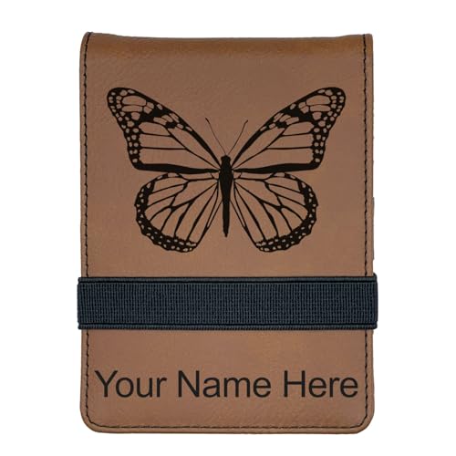 LaserGram Mini Padfolio with Notepad and Pen, Monarch Butterfly, Personalized Engraving Included (Dark Brown) - color: Dark Brown