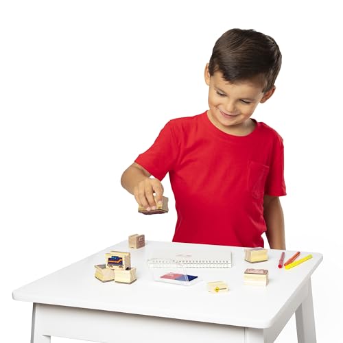 Melissa & Doug Deluxe Wooden Stamp and Coloring Set – Vehicles (30 Stamps, 6 Markers, 2 Durable 2-Color Stamp Pads) - style: Vehicles