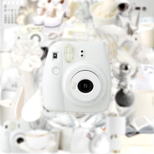 50Pcs Transparent White Aesthetic Stickers Pack, Waterproof PET Minimalist Decals for Water Bottle Laptop Suitcase Skateboard Guitar Scrapbook Journal, Colorful DIY Craft Gifts for Kids Teens Girls - color: Transparent White Aesthetic-1