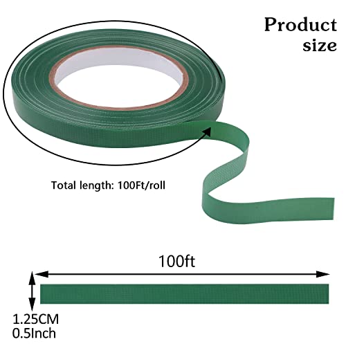 2 Rolls Green Floral Tape, 1/2 Inch x 100 Ft, Waterproof Florist Tape - size: 2 rolls/0.5in