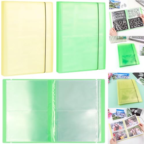 2 Pack Large Sticker Photo Storage Album, Stamp & Cutting Dies Storage Book Organizer Folder for Cards Storage DIY Scrapbooking Card Making Supplies 20 Pages 80 Pockets/Pack (Yellow + Green) - color: Yellow + Green