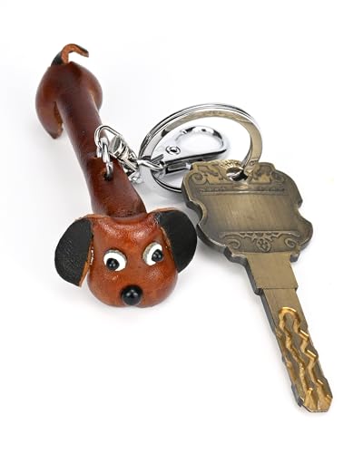 Leather Keychain Vintage Handmade Key Chain Purse Charm Gift for Women Girl - color: Dachshund