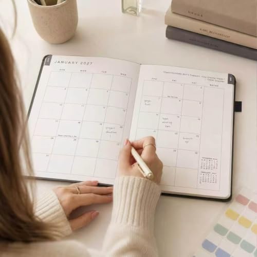 &And Per Se 2027 Planner, 12-Month Monthly & Weekly, 2027 Calendar Planner with 100gsm Paper, A5 Hardcover Faux Leather, 5.7" x 8" (Black) - color: Black, size: 5.7" x 8"(Jan 2027-Dec 2027)