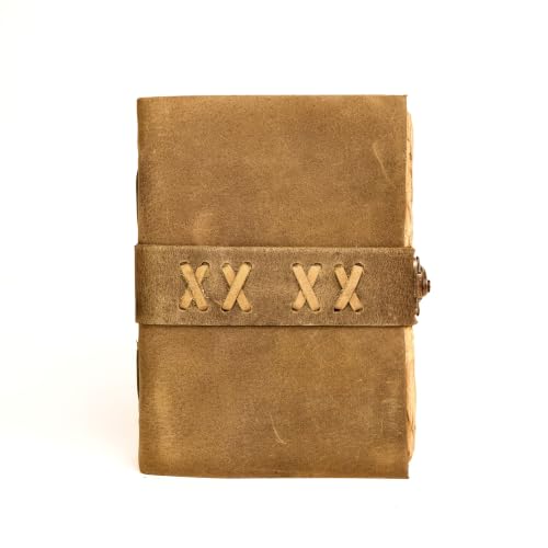 Leather Bound Vintage Journal for Women & Men – Book of Shadows – Lock Closure – 200 Pages of Antique Deckle Edges Handmade Paper (Aqua, 7 x 5 inches) - color: Aqua, size: 7 x 5 inches