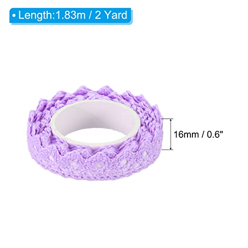 PATIKIL 0.6" Wide 2 Yards Self-Adhesive Lace Tape Lace Ribbon, 3 Pack Cotton Washi Trim Stickers Masking for Craft Scrapbooking DIY Card Making, Purple - color: Purple