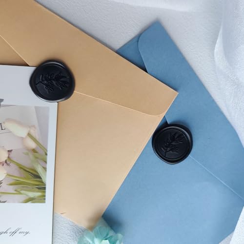 Pollize 50Pcs Wax Seal Stickers, Wedding Invitation Envelope Stickers - color: Black
