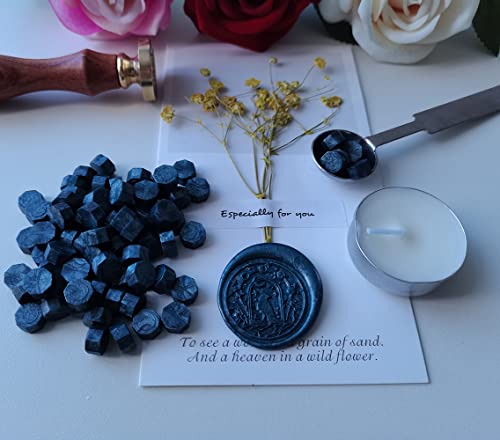 400 Pieces Sealing Wax Beads for Seal Stamp, PORXFLY Wax Seal Beads Great for Wedding Invitations, Wine Packages,Cards Envelopes, Gift Wrapping (Dark Blue) - color: Dark Blue