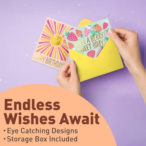 Sweetzer & Orange Happy Birthday Cards with Envelopes & Assortment Box. Variety Set of 24 Assorted Birthday Cards with Envelopes, Perfect Bulk Pack for Celebrations, Special Occasions, Friends-4x5.5" - color: Modern (set of 24)
