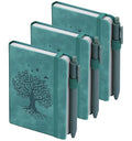 3 Pack Pocket Notebooks (3.7x" 5.7") A6 Small Notebook 100 GSM Thick Paper | Journaling Notebooks For Note Taking Journals For Writing Mini Note Pads With Pen Holder Thick Paper(3 Aegean Blue) - color: 3 Aegean Blue