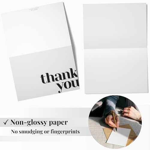 Thank You Cards with Envelopes Bulk Pack of 40 Cards, White Thank You Cards - color: White