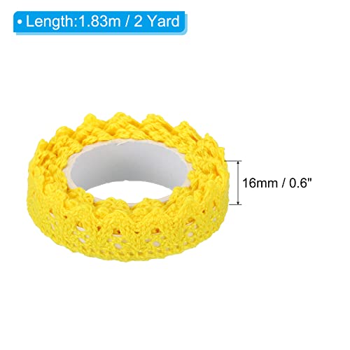 PATIKIL 0.6" Wide 2 Yards Self-Adhesive Lace Tape Lace Ribbon, 3 Pack Cotton Washi Trim Stickers Masking for Craft Scrapbooking DIY Card Making, Yellow - color: Yellow