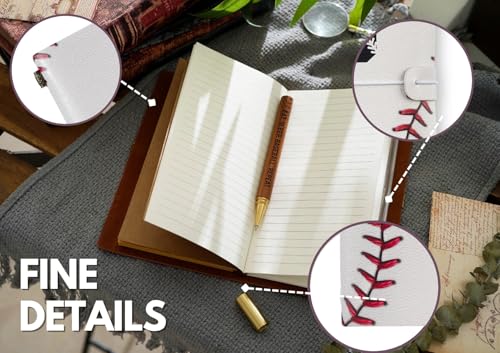 InnoBeta Baseball Gifts for Men Women, Baseball Coach Gifts Journal and Pen Vegan Leather Refillable Notebook, Sketchbook, Travel Diary, 7.8x5 Inches - T - color: T